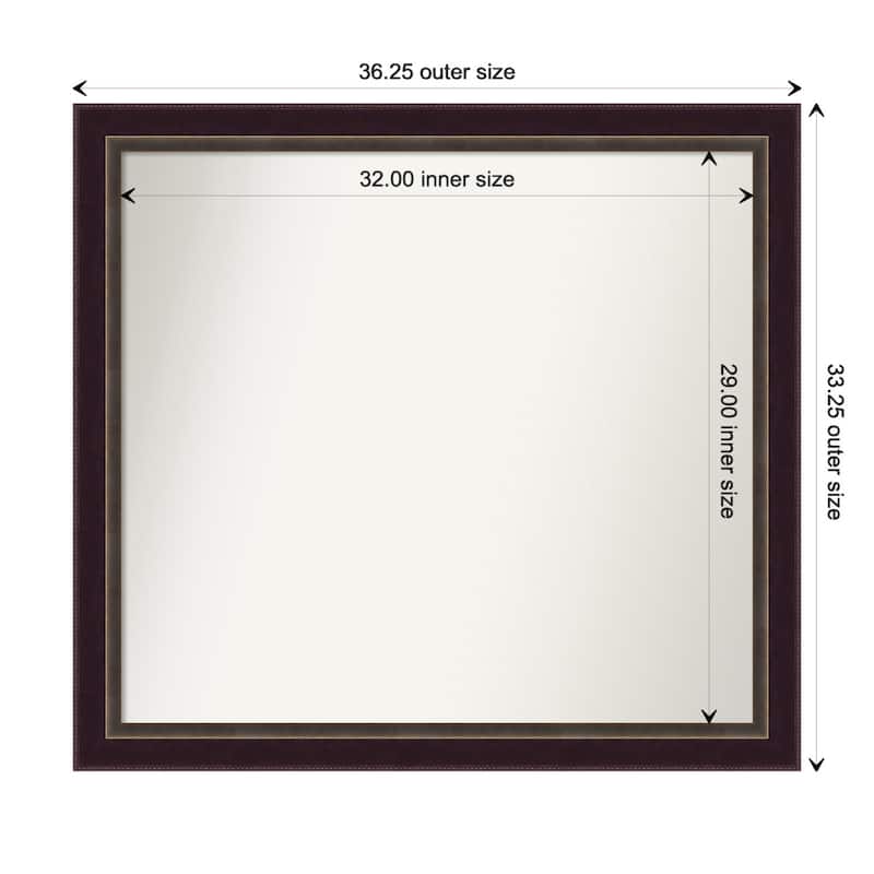 Signore Bronze Framed Non-Beveled Custom Wall Mirror, Bathroom Vanity Mirror - Outer Size: 36.25 x 33.25