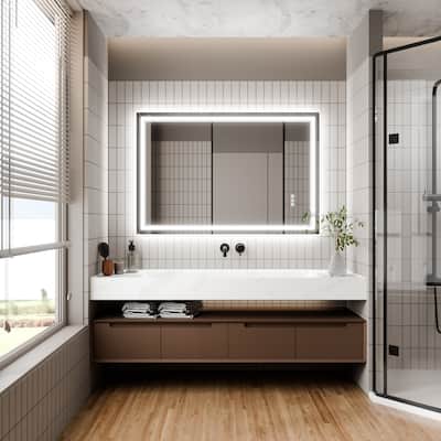 GlareGuard 32x48" Rectangular Anti-Fog Dimmable Backlit LED Bathroom Vanity Mirror - Clear