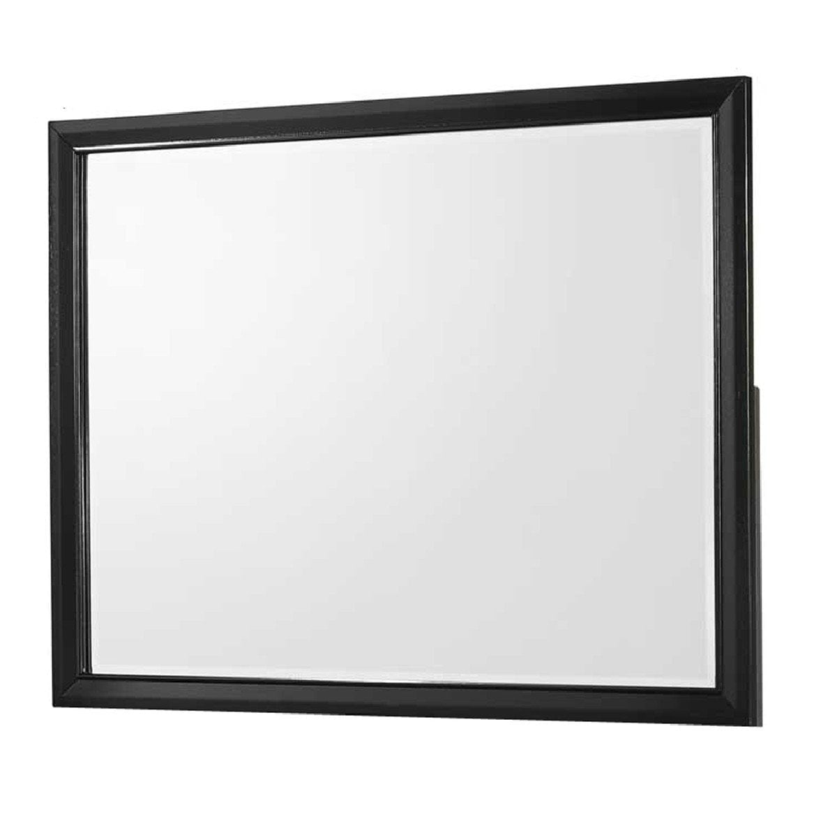 Rectangular Wooden Frame Dresser Top Mirror, Black and Silver - 35.4 H x 0.8 W x 45.5 L