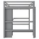 preview thumbnail 22 of 22, Full Size Loft Bed with Bulit-in Desk and Multifunction Storage Shelves, Wooden Loft Bedframe with Ladder and Guardrails