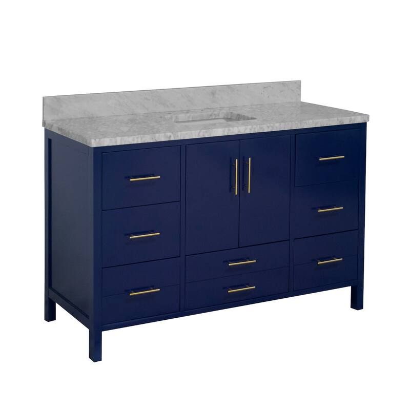 KitchenBathCollection California 60" Single Bathroom Vanity with Carrara Marble Top