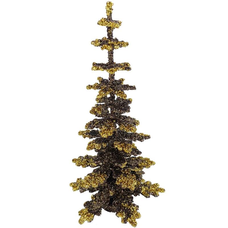 6.25" Brown and Metallic Gold Holiday Collectible Schaller Paper Mache Tree