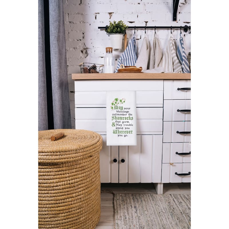 May Your Blessings Outnumber The Shamrocks St. Patrick's Day Flour Sack Kitchen Towel