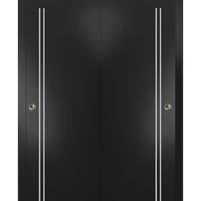 Bypass Doors 36 x 80 Planum 0310 Matte Black with Sturdy Rails