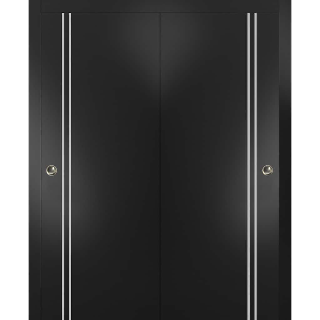 Bypass Doors 36 x 80 Planum 0310 Matte Black with Sturdy Rails