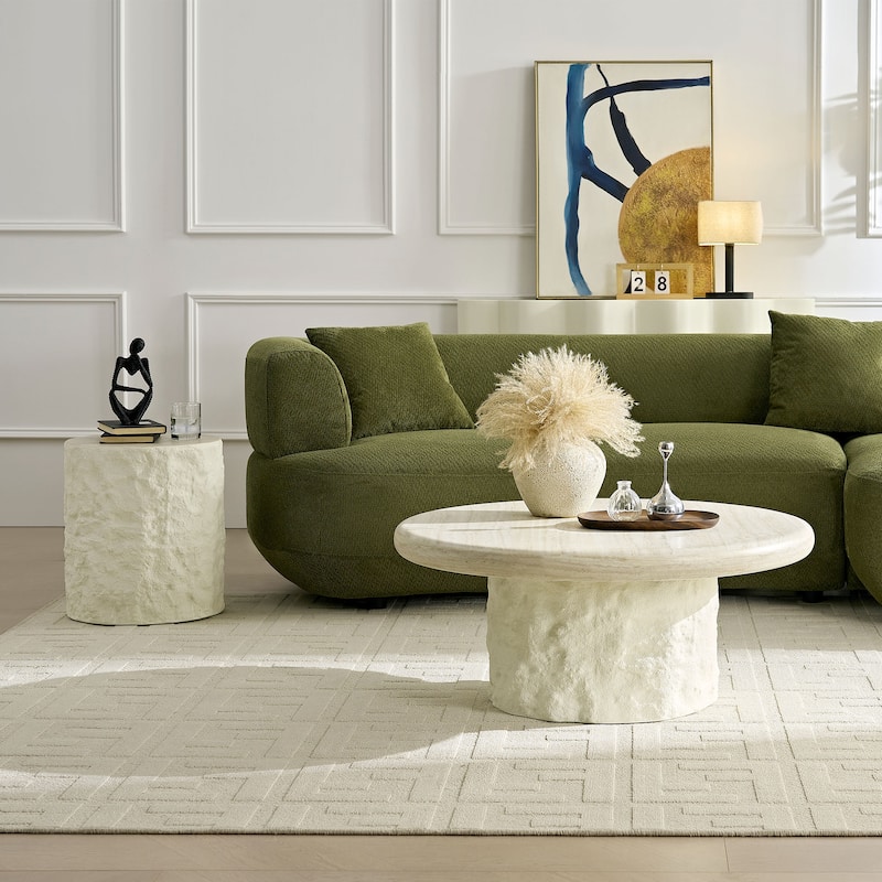 35.04'' Modern Fiberglass Round Coffee Table