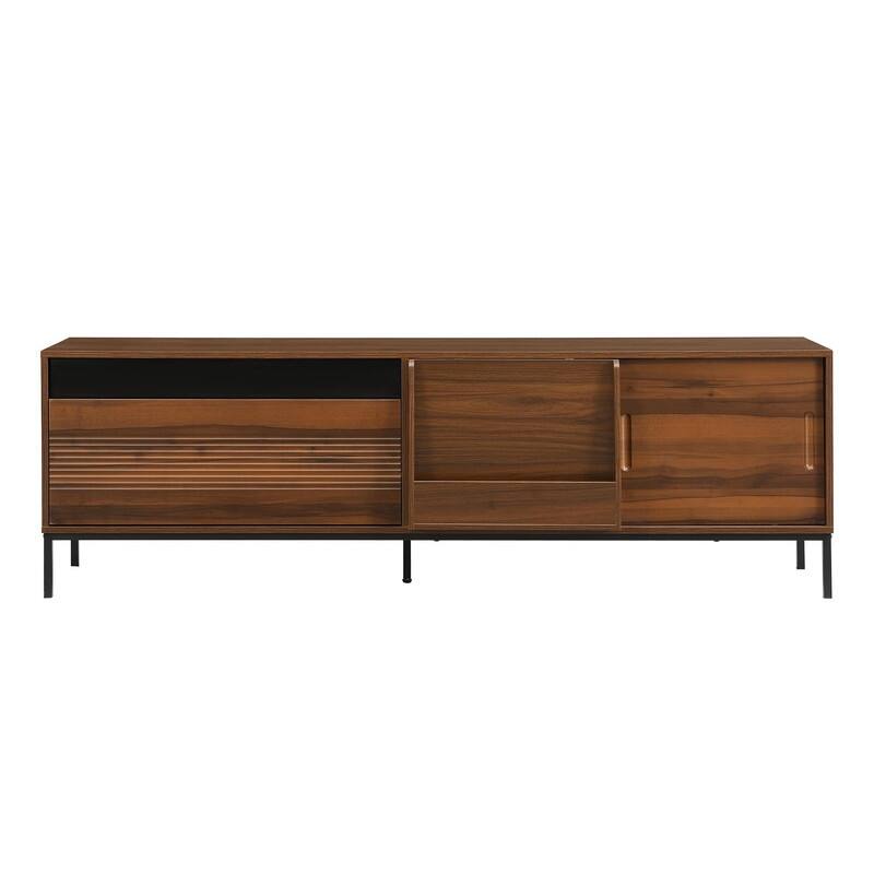 70.8'' Modern TV Stand for TVs up to 75", Entertainment Center with Storage, Sliding Doors