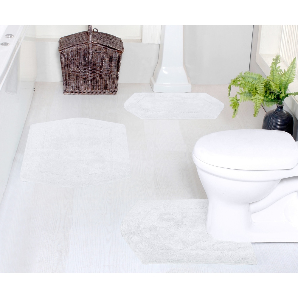 Better Trends Granada 21 in. x 34 in. White 100% Cotton Rectangle Bath Rug