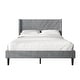 preview thumbnail 26 of 62, CraftPorch Sophisticated Wingback Upholstered Platform Velvet Bed Light Grey - Full