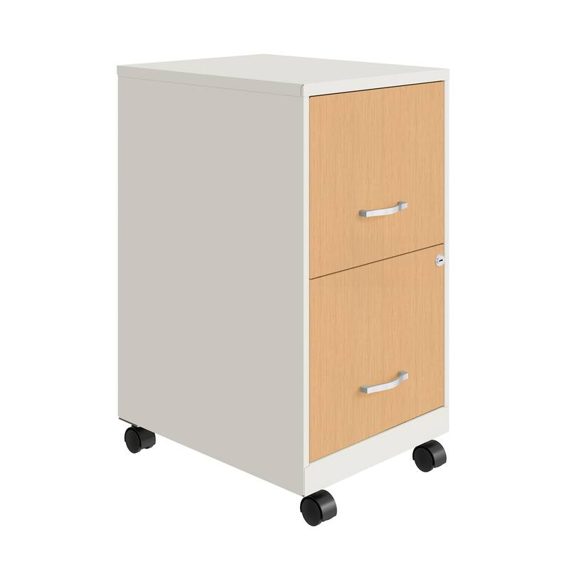 Space Solutions Home Office Natural Wood Finish Desk and Storage Set