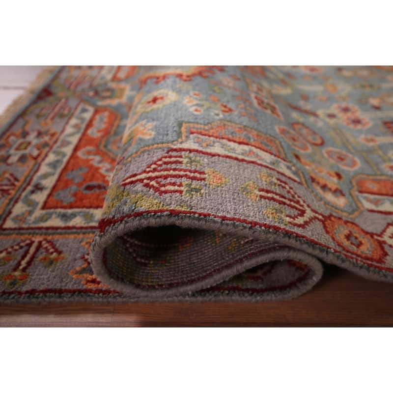 Geometric Kazak Indian Area Rug Hand-Knotted Wool Carpet - 4'0"x 5'9"