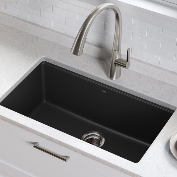 KRAUS Granite Black Onyx 31 inch 1-Bowl Undermount Kitchen ...