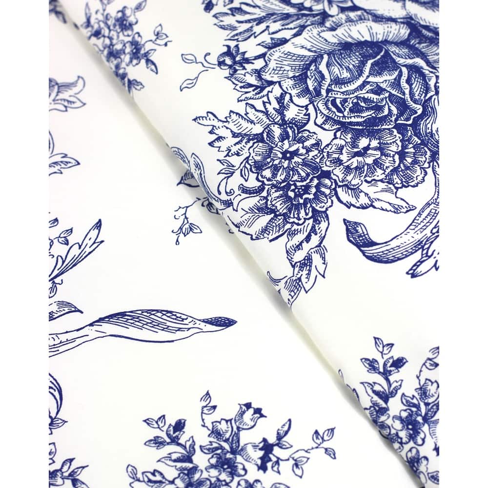 Printed Design Cotton Collection 400 Thread Count Navy Toile Duvet Set