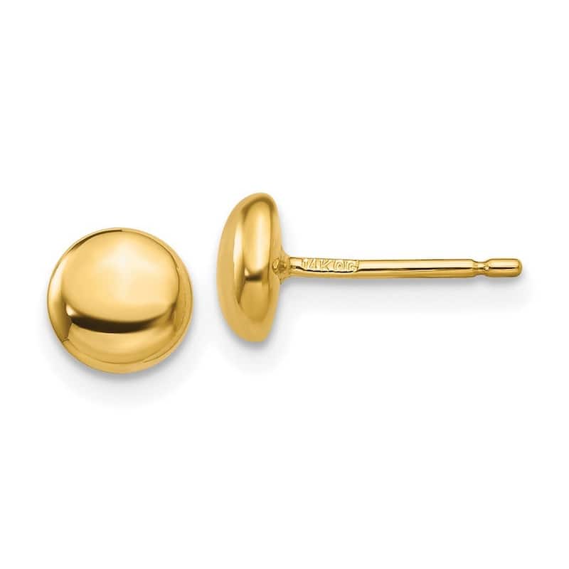 Curata 14k Yellow Gold 6mm Polished Half Ball Post Earrings