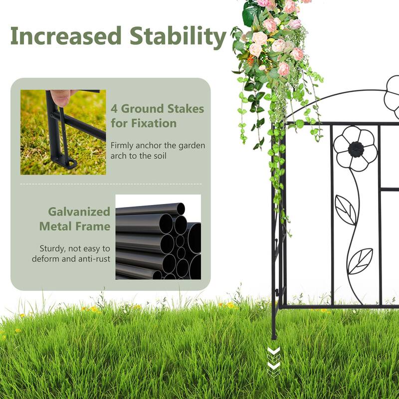 Costway 2 in 1 Garden Arbor Decorative Wedding Arch with Door & Latch - See Details
