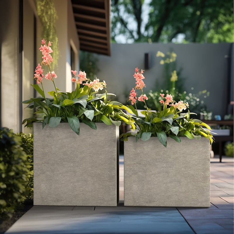 Tall Concrete Rectangle Plant Boxes / Large Indoor and Outdoor Flower Planters