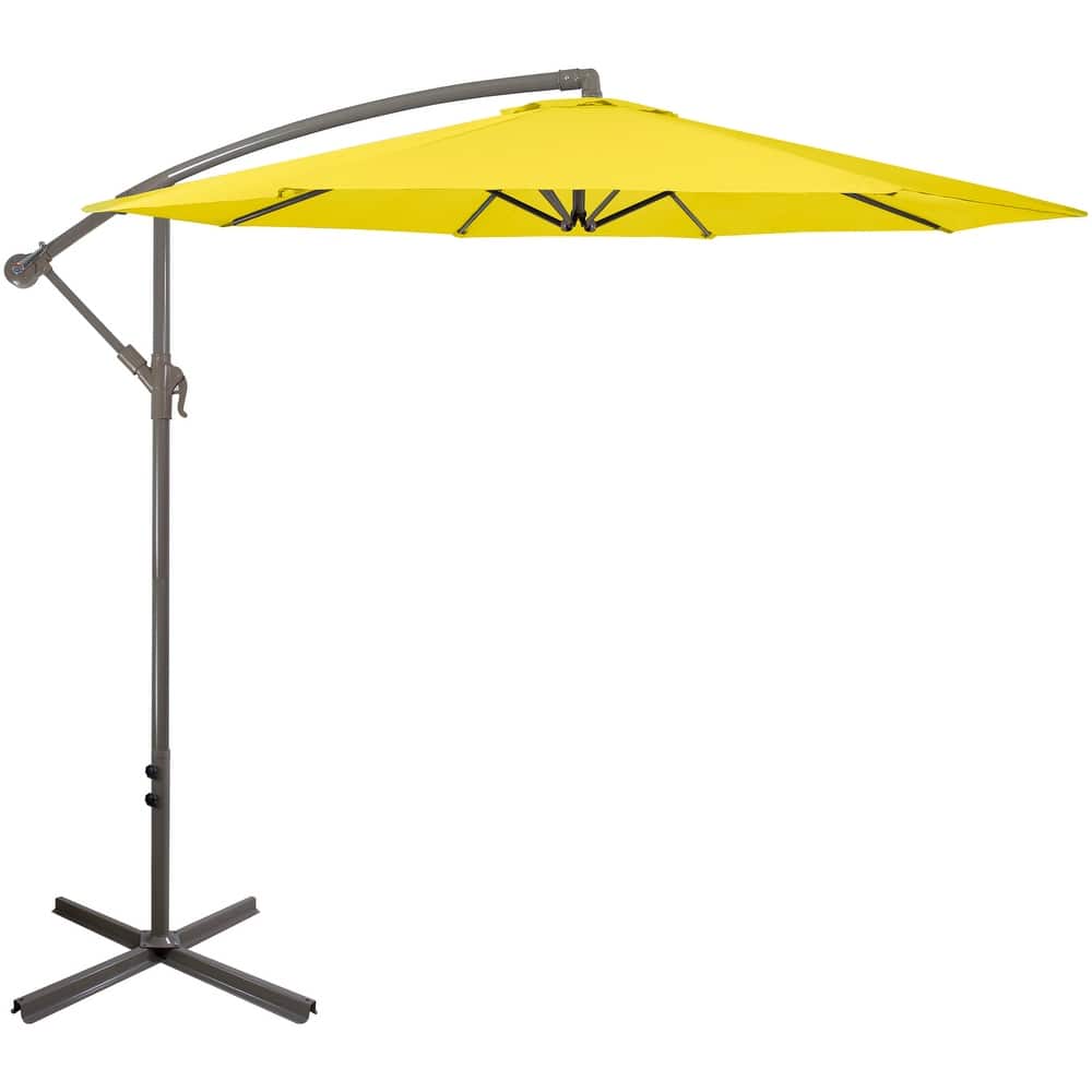 10ft Offset Outdoor Patio Umbrella with Hand Crank