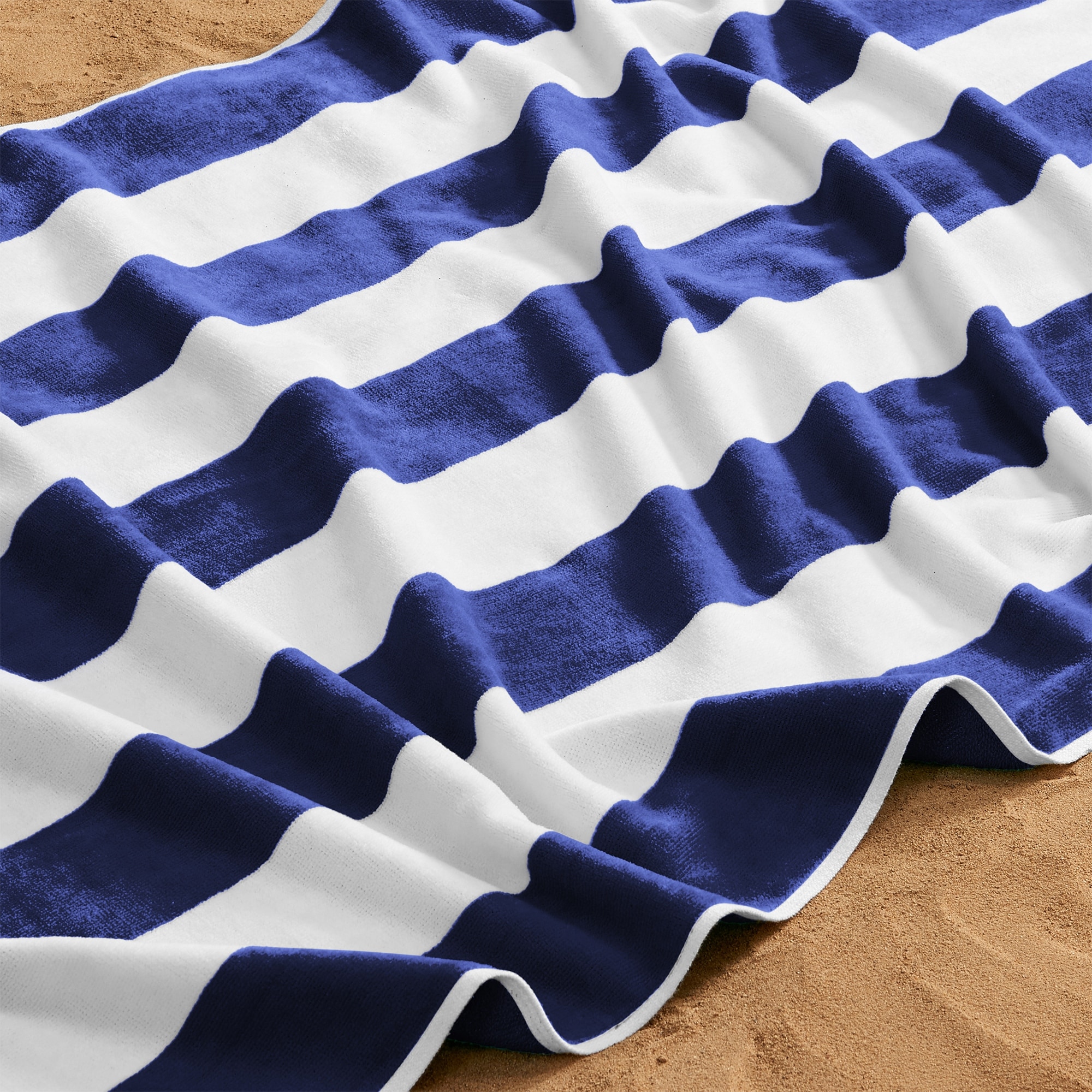 Navy blue sales striped beach towels