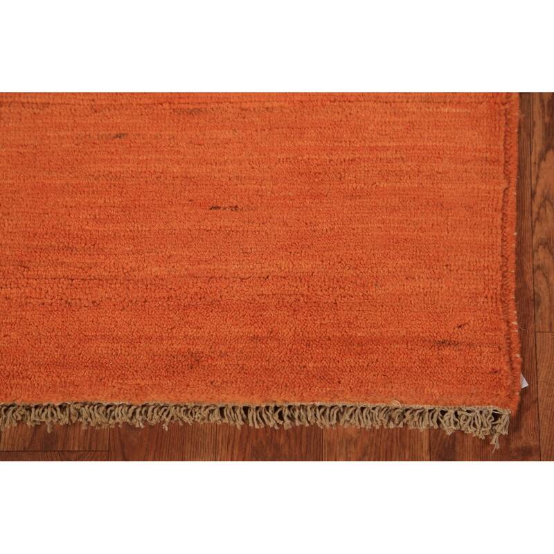 Orange Gabbeh Modern Rug Hand-Knotted Bedroom Wool Carpet - 4'0" x 5'9"