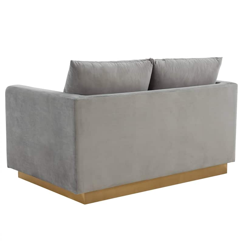 Nervo Modern Accent Chair Velvet Sofa Loveseat With Gold Base & Cushions, Mini Couch for 2 people for Living Room & Bedroom