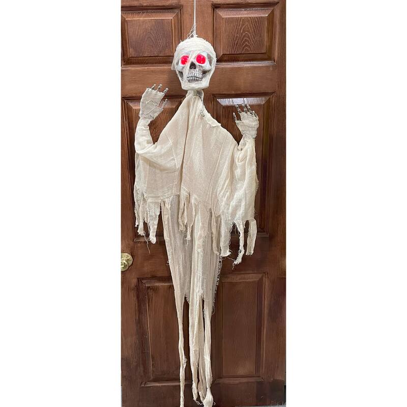 67" Hanging Mummy w/ Red Light Eyes & Voice