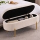 preview thumbnail 69 of 120, Velvet Storage Bench for Bedroom 45" Wide - Ivory