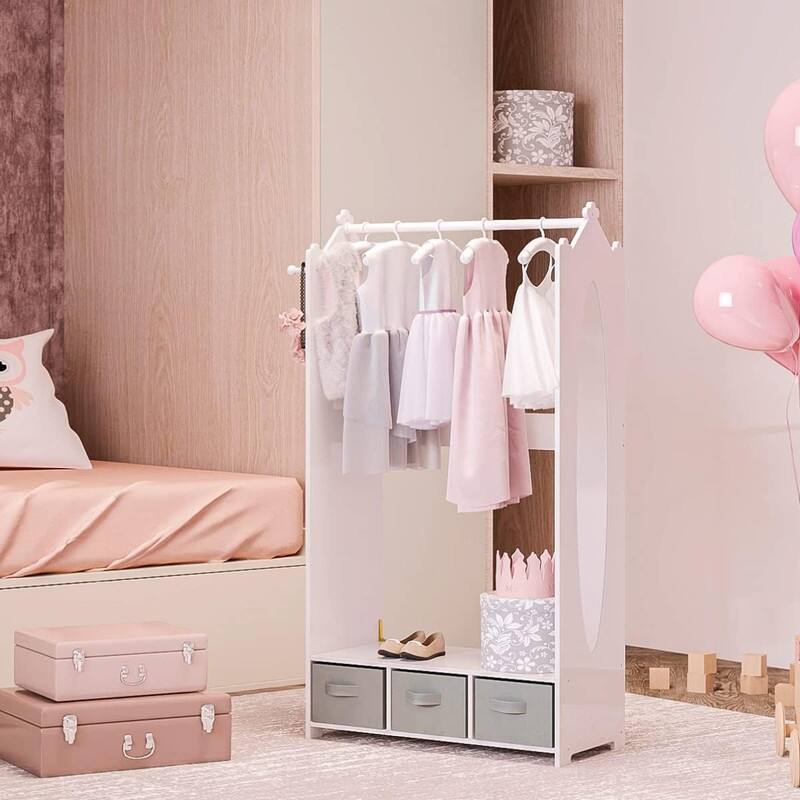 Dress Up Storage Kids Costume Organizer Center - 12"D x 25"W x 47"H - White