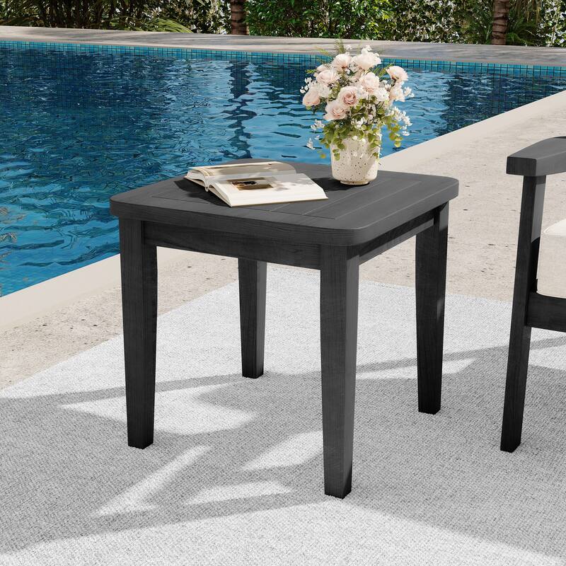 Adirondack Square Teak Patio Side Table All Weather - Black