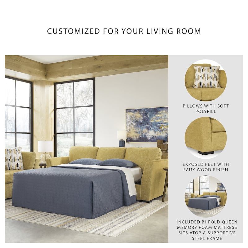 Signature Design by Ashley Keerwick Yellow Queen Sofa Sleeper - 94" W x 41" D x 39" H