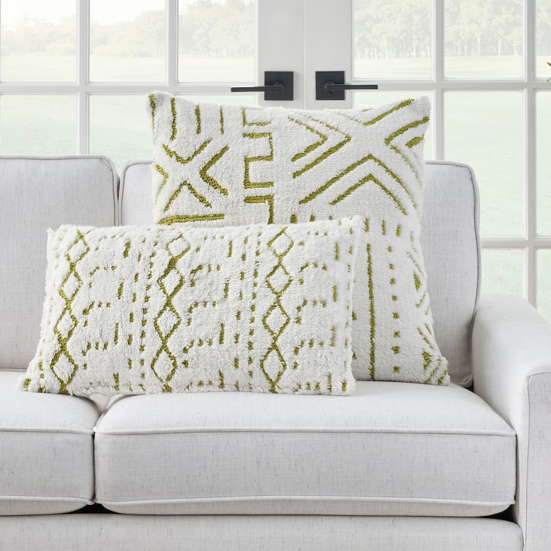 Mina Victory Life Styles Textured Geometric Boho Throw Pillow , ( 12"X20" )