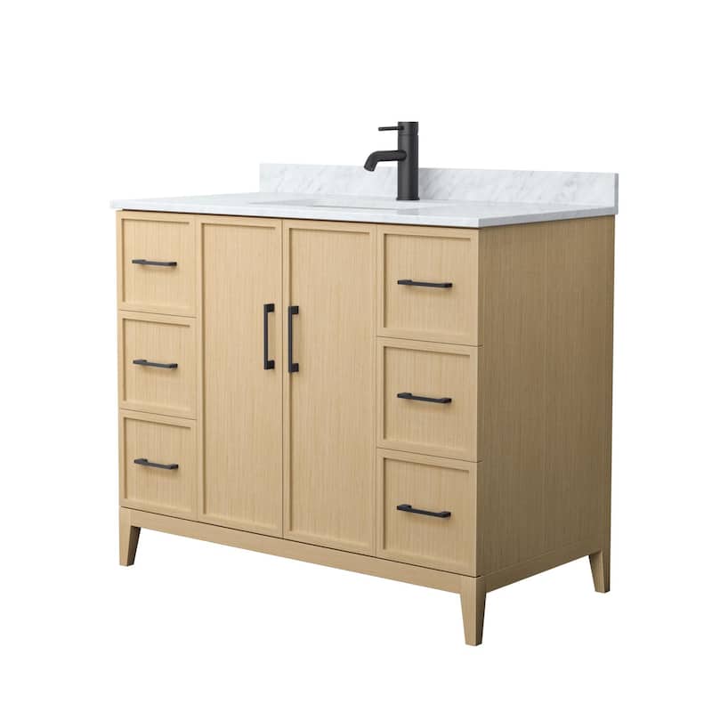 Wyndham Collection WCH717142S-CM-UNSMXX Elan 42" Free Standing Single - White Oak / Matte Black Hardware