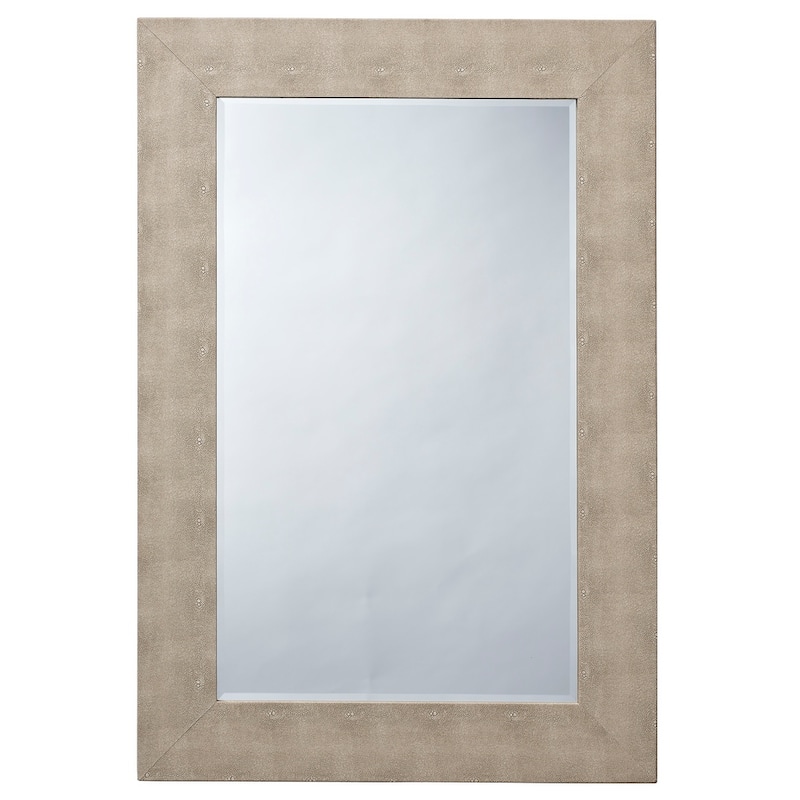 Alden Décor Esme Shagreen Rectangle Mirror, Grey - Ivory/Black