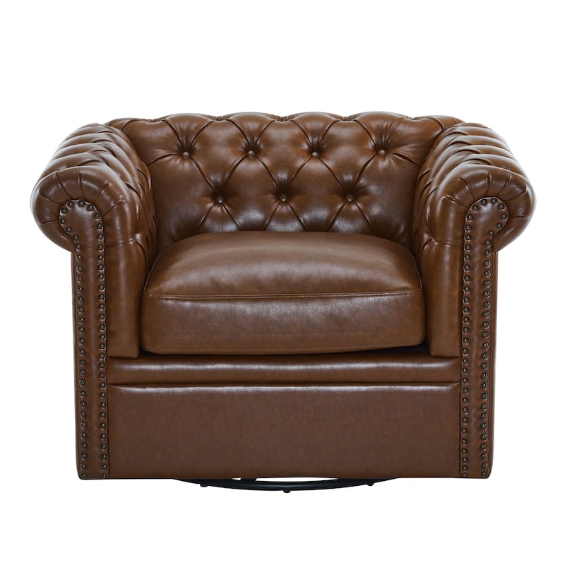Christopher Knight Home - Chesterfield Swivel Club Chair with Deep Button Tufting and 360-Degree Rotation