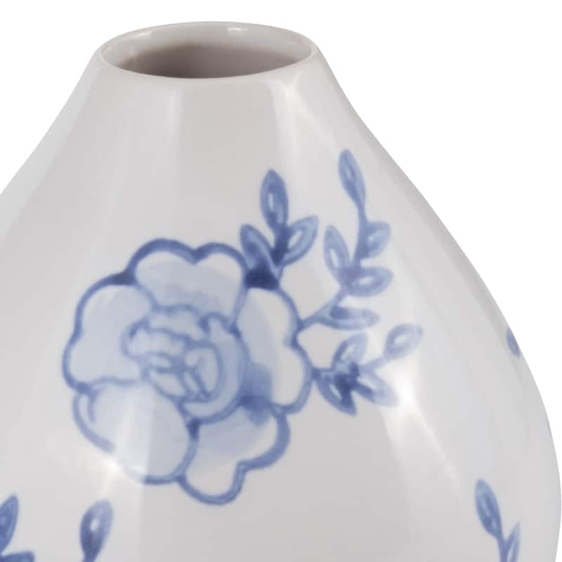 5" Ceramic Bud Vase Contemporary Chinoiserie Blue and White Vintage Floral Decorative Table Vase for Home Decor or