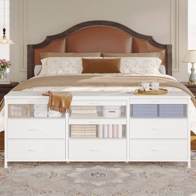 9-16 Drawer Dresser Fabric Storage Chests of Drawers Metal Frame - White - 9-drawer