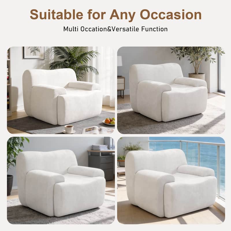 Chenille Accent Chair, Comfy Cloud Sofa Chair, Modern Armchair Boneless Reading Chairs