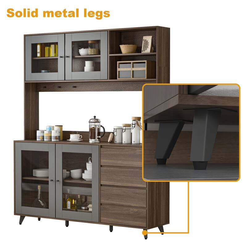63'' Wide Tempered Glass Door Storage Equipped Sideboards & Buffets
