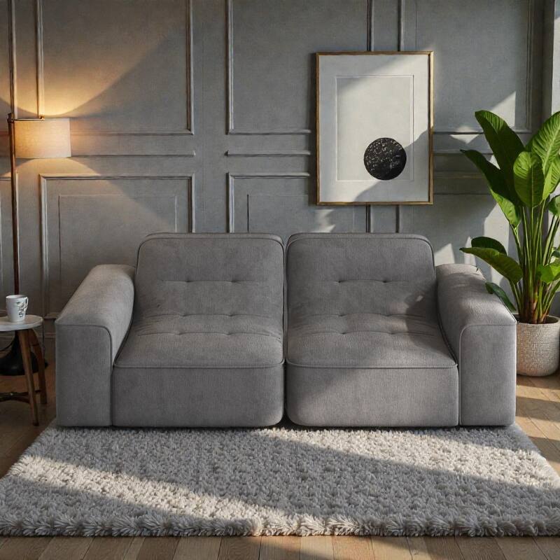 83.6 Inch Modular Sectional Sofa, 3 Seater Tufted Chenille Couch with Deep Seat, No Assembly Modern Sofa