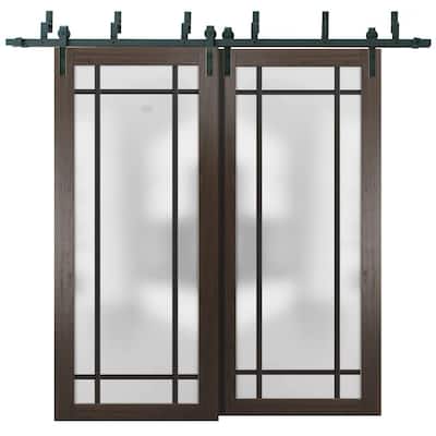Barn Bypass Doors 48 x 80 Planum 2112 Chocolate Ash Sturdy 6.6ft