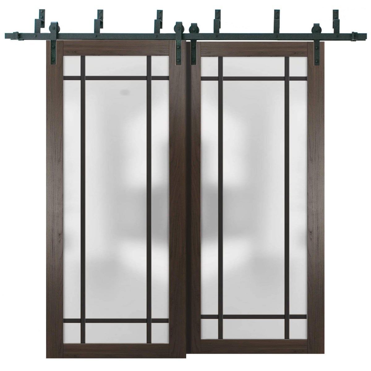 SartoDoors Planum 2112 | Closet Door Bypass Barn Door | Solid Wood | Hardware Set | 48x80, Chocolate Ash Bedroom Door