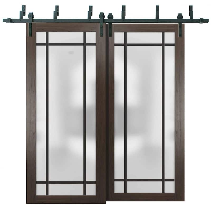 Sturdy Barn Door 30 x 80 Planum 2112 Chocolate Ash 6.6FT - Grey - 36" x 96" ( 2* 18x96)