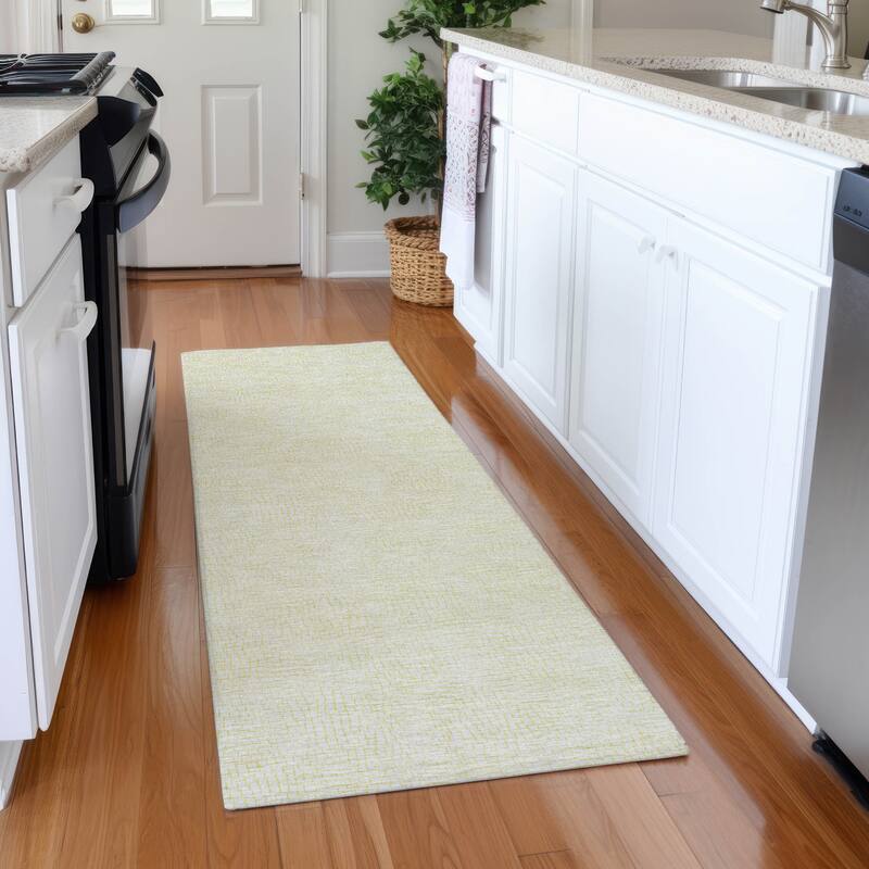 Premium Washable Super Soft Geo Hatchy Mayfield Rug - Yellow - 2'3" x 7'6"