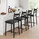 preview thumbnail 1 of 7, Bar Stools Set of 4, Upholstered Bar Chairs with Back - 16.14x16.14x37.8in Set of 4 - Black