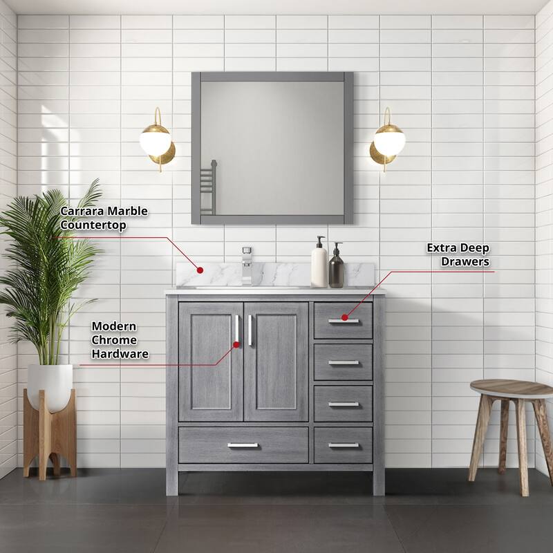 Jacques 36 in. W x 22 in. D Left Offset Dark Grey Bath Vanity