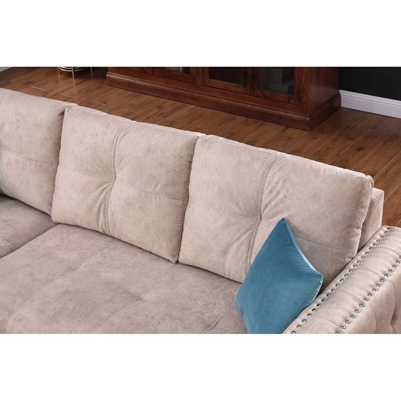 Classic and Cozy L-shape Pull-out Sleeper Sectional Sofa