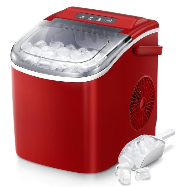 slide 2 of 8, Ice Makers Countertop, Portable Ice Maker Machine with Handle, Self-Cleaning Ice Maker, for Home/Office/Kitchen Red