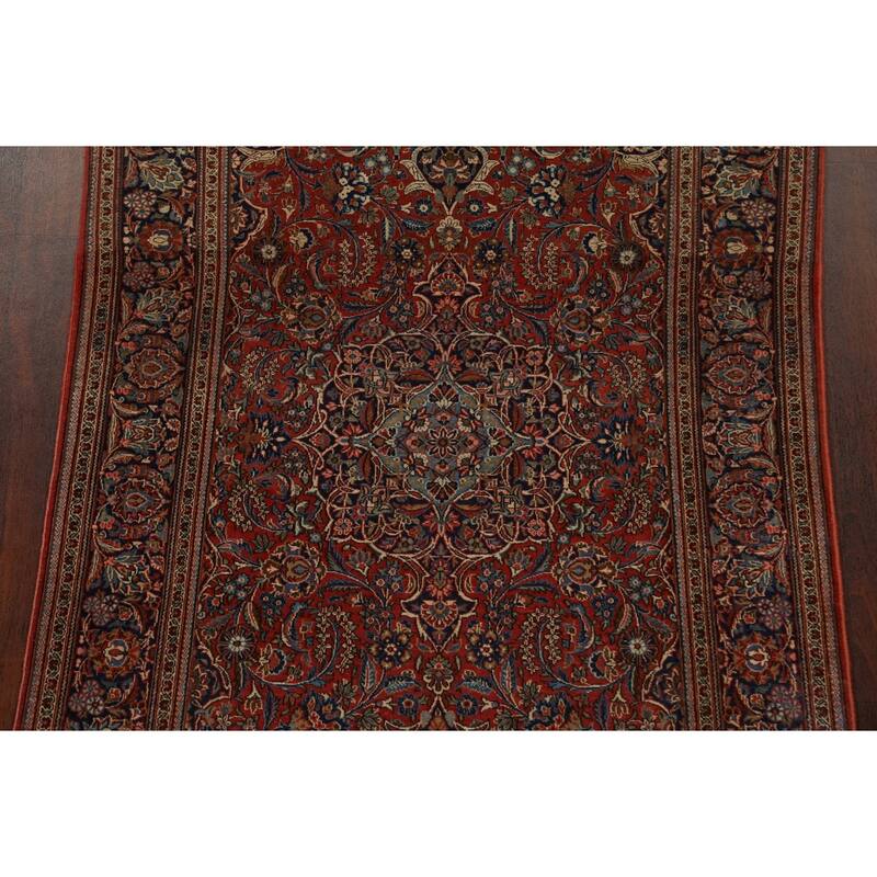 Antique Vegetable Dye Kashan Dabir Persian Wool Area Rug Handmade - 4'1" x 6'10"
