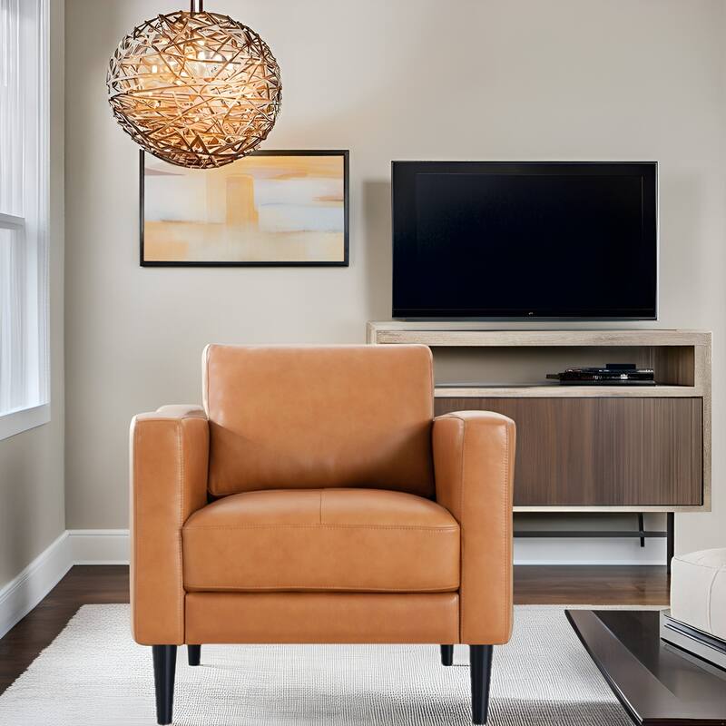 Premium Cowhide Leather Chair With High Density Cushions and Large Seating Space
