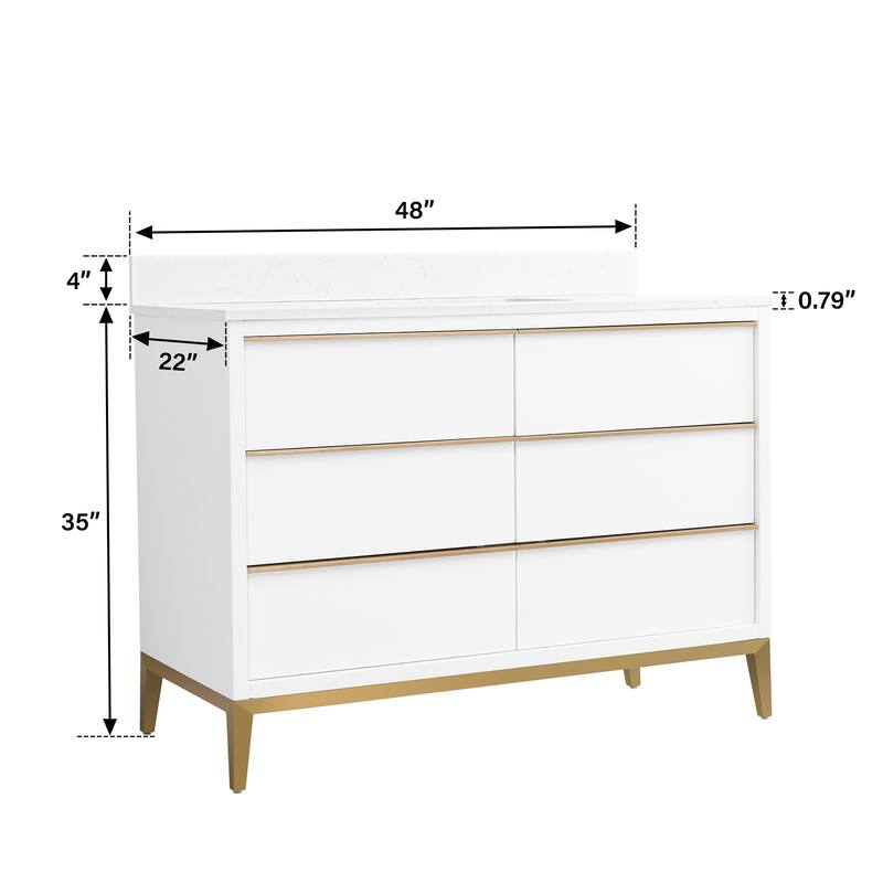 36"/48"/60" W Width Solid Wood Bathroom Vanity with Stain-resistant Carrera White Quartz Top and Sink