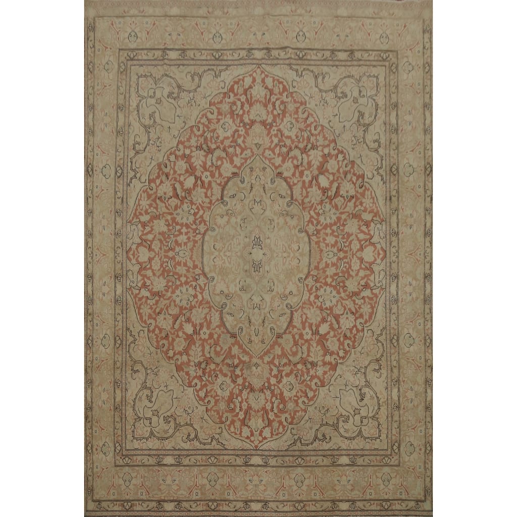 Hand Knotted Oriental 100% Wool Carpet Traditional Floral Oranges & Rust Kerman Area Rug - 12' 4'' X 9' 5''